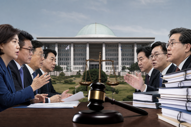 특검, 국회, 법률 기사 대표 이미지 - ‘조작기소 특검법’ 공방 격화…여야, 공소취소 권한·기록물 열람 규정 둘러싸고 충돌