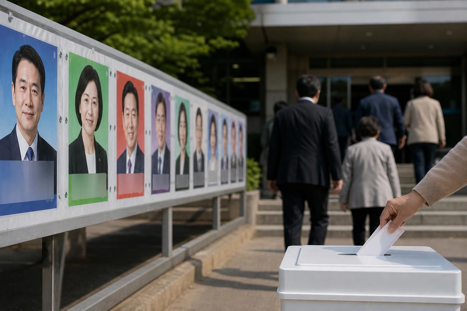 선거 후보, 투표함, 선거 포스터 기사 영향과 배경을 설명하는 이미지 - 국회의원 재·보궐선거는 14명이 선출되며, 총 47명이 출마해 3.4대 1의 경쟁률을 보였다. 재보선은 통상적으로 특정 지역에 집중된 이슈와 지...