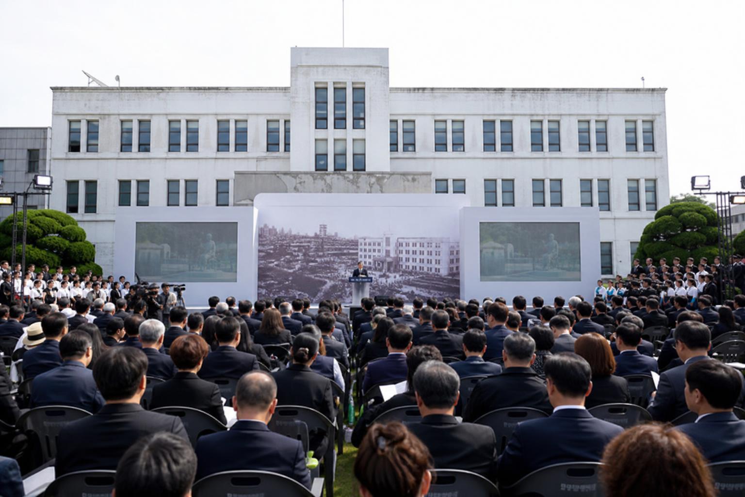 [5·18 기념식, 광주, 옛 전남도청] 기사 핵심 맥락을 보여주는 이미지 - 이날 행사가 열리는 장소는 5·18 당시 광장 집회가 이뤄졌던 분수대 주변으로, 옛 전남도청은 지난 2019년부터 이어진 복원 작업을 마치고 이....