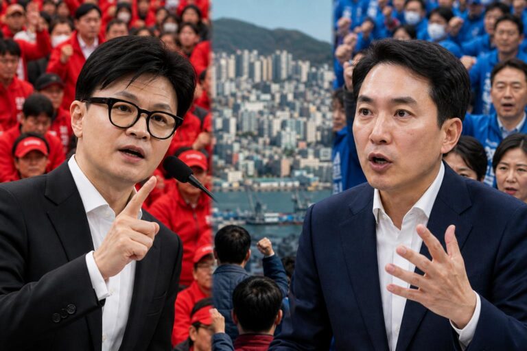 부산 선거유세, 정치 공방, 북구갑 기사 대표 이미지 - 부산 북구갑 ‘최대 격전’ 한동훈-박민식, ‘배신’ 공방 속 지지 세력 충돌도