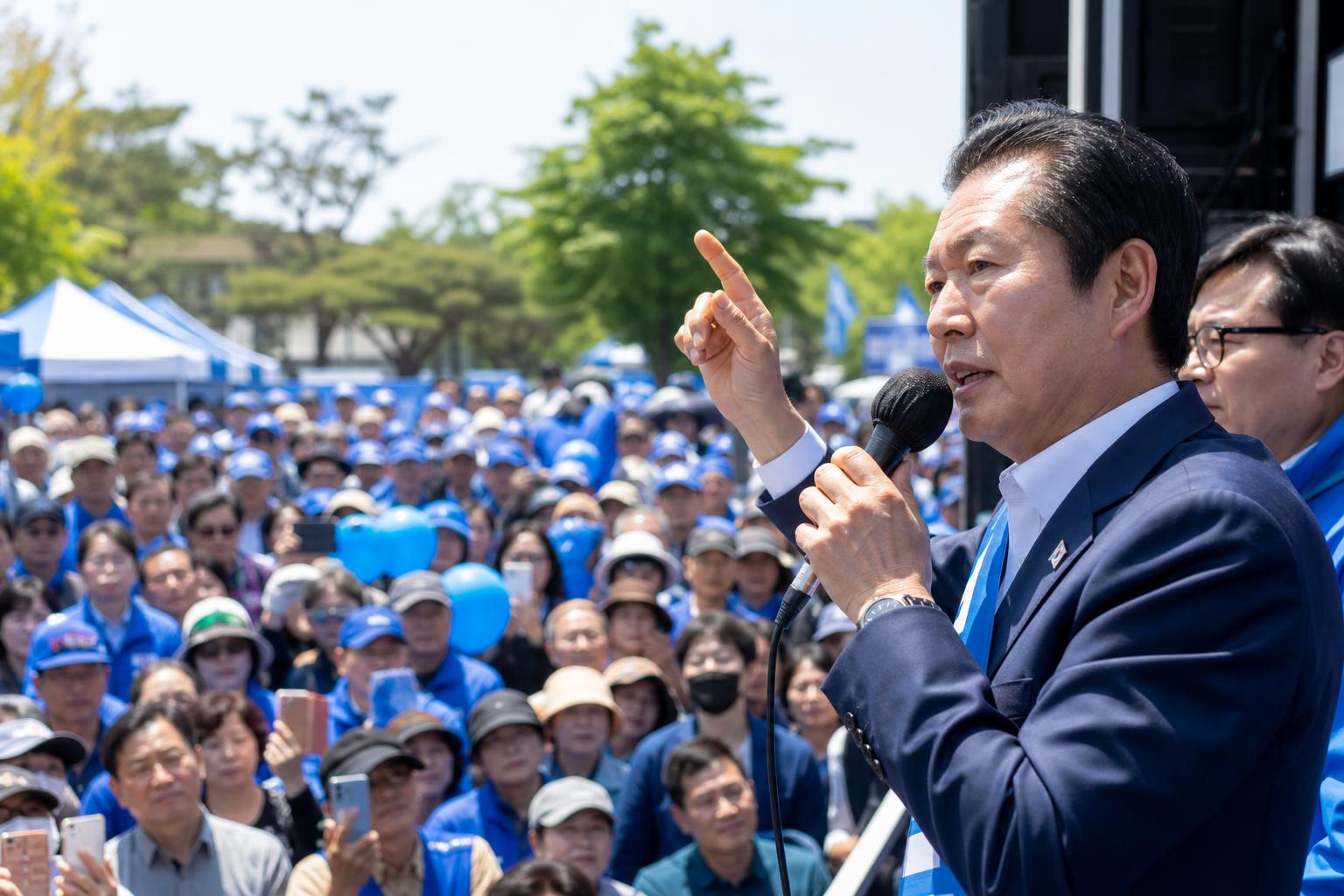 전남 선거유세 기사 영향과 배경을 설명하는 이미지 - 함평에서는 고(故) 김대중 전 대통령을 직접 언급하며 지역의 상징성과 정서에 기대는 발언이 나왔다. 정 위원장은 “김대중 전 대통령께서 이 자리...