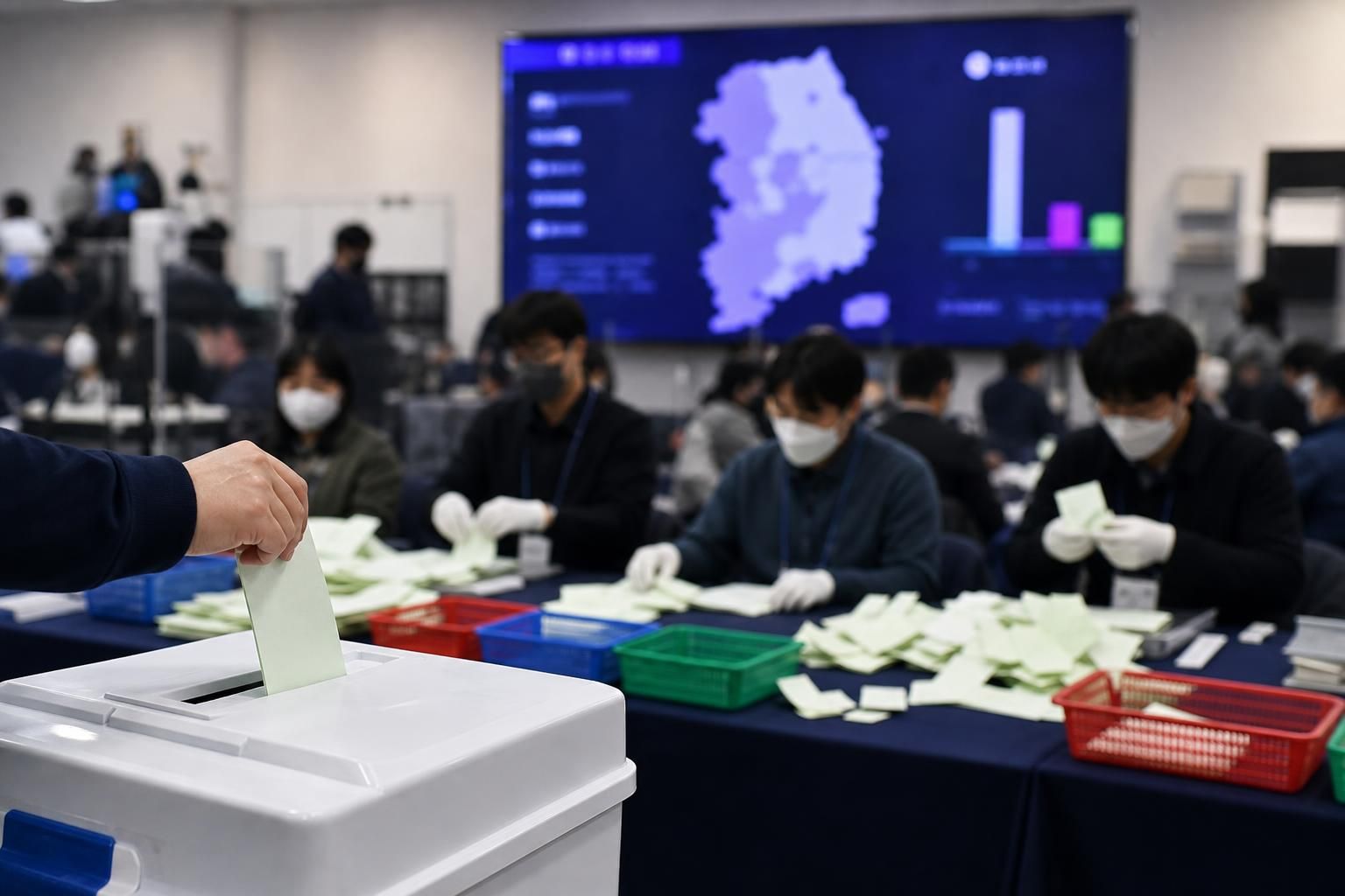 지방선거 투표함, 개표 방송, 투표율 기사 영향과 배경을 설명하는 이미지 - 이처럼 선거 결과에 대한 분석은 대체로 ‘지지율’과 ‘구도’ 중심으로 전개되지만, 투표율 자체가 메시지 전달력에 영향을 줄 수 있다는 점에서 의.....