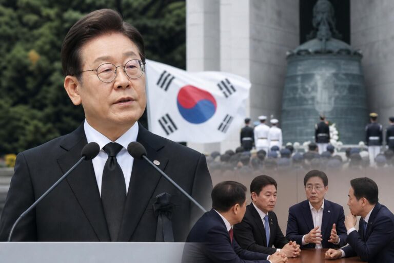 현충일 추념사 기사 대표 이미지 - 추념사서 ‘헌신 예우·배신 단죄’ 강조한 이재명…정치권도 ‘통합’ 해석 놓고 온도차
