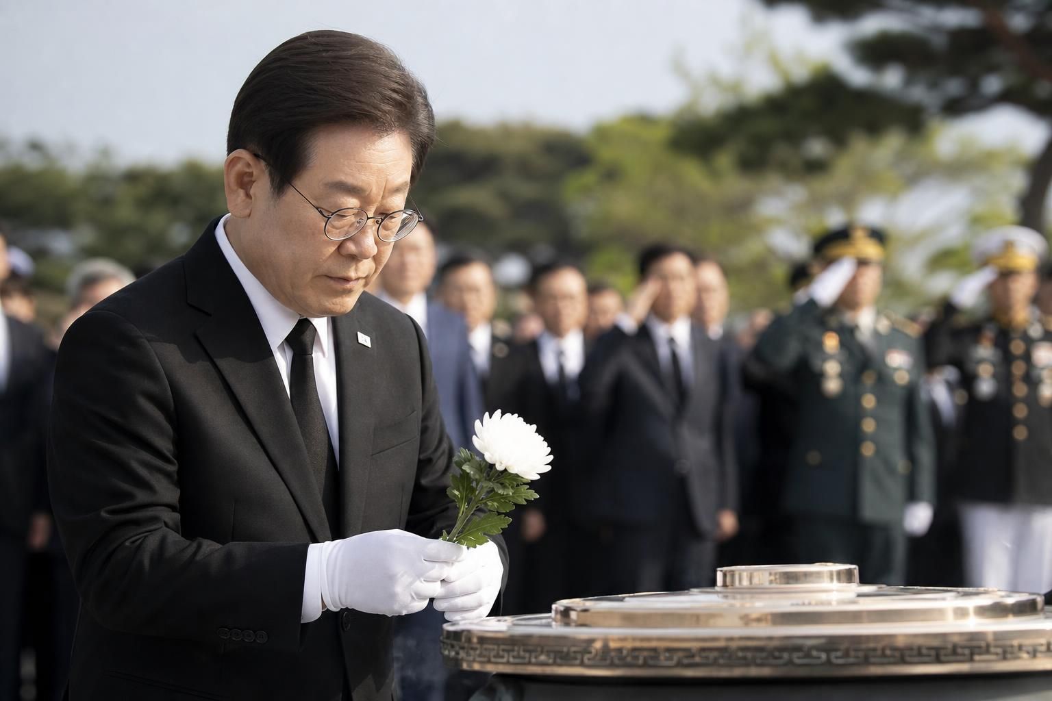 현충일 추념사 기사 영향과 배경을 설명하는 이미지 - 이 대통령이 국립서울현충원이라는 상징성이 큰 장소에서 추념사에서 ‘단죄’의 개념을 함께 언급한 점도 주목된다. 현충원은 국가유공자와 희생자들을...