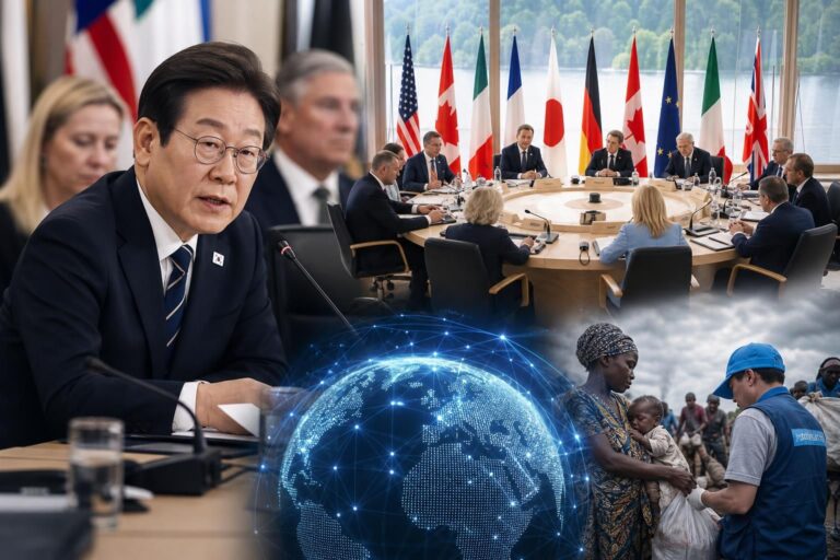 G7 summit 기사 대표 이미지 - G7 참석한 이 대통령, AI·개발협력 의제 속 ‘중동 변수’ 대응 구상 제시